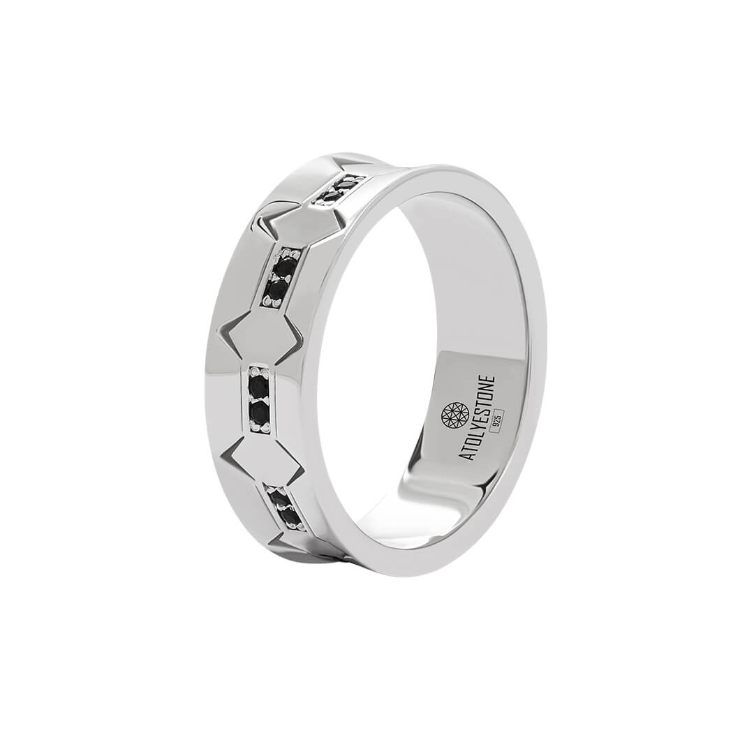 Solid Silver Iron Edge Band Ring