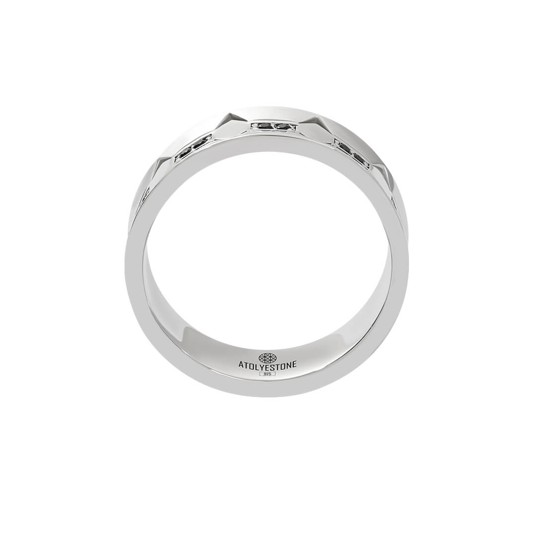 Iron Edge Silver Band Ring