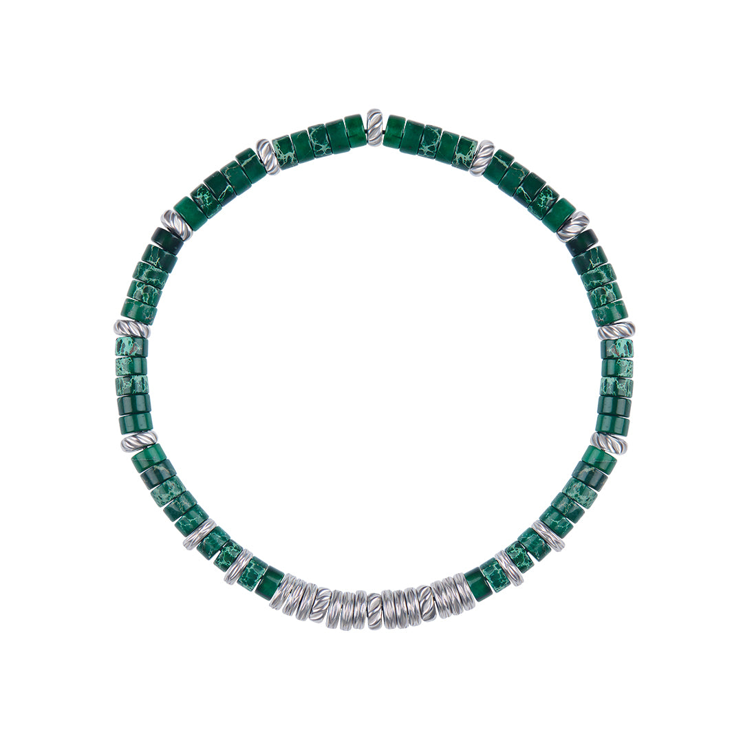 Men's Minimalist Green Jasper Heishi Beaded Bracelet