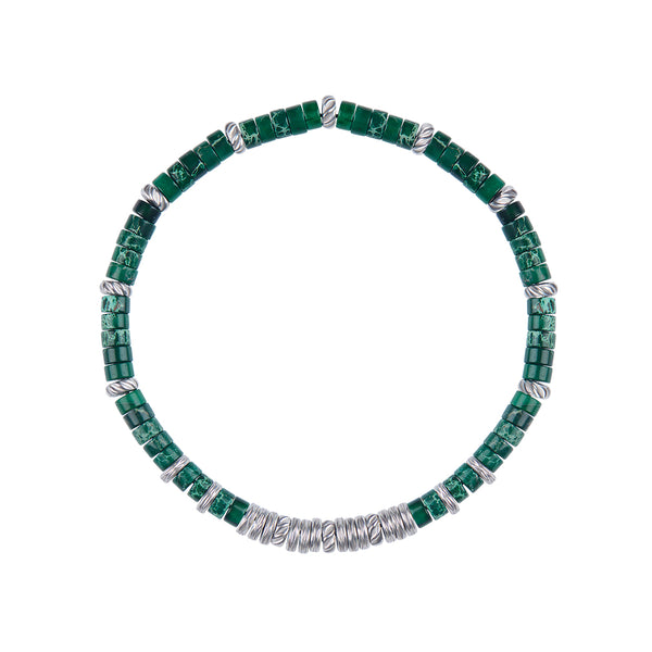 Men's Minimalist Green Jasper Heishi Beaded Bracelet