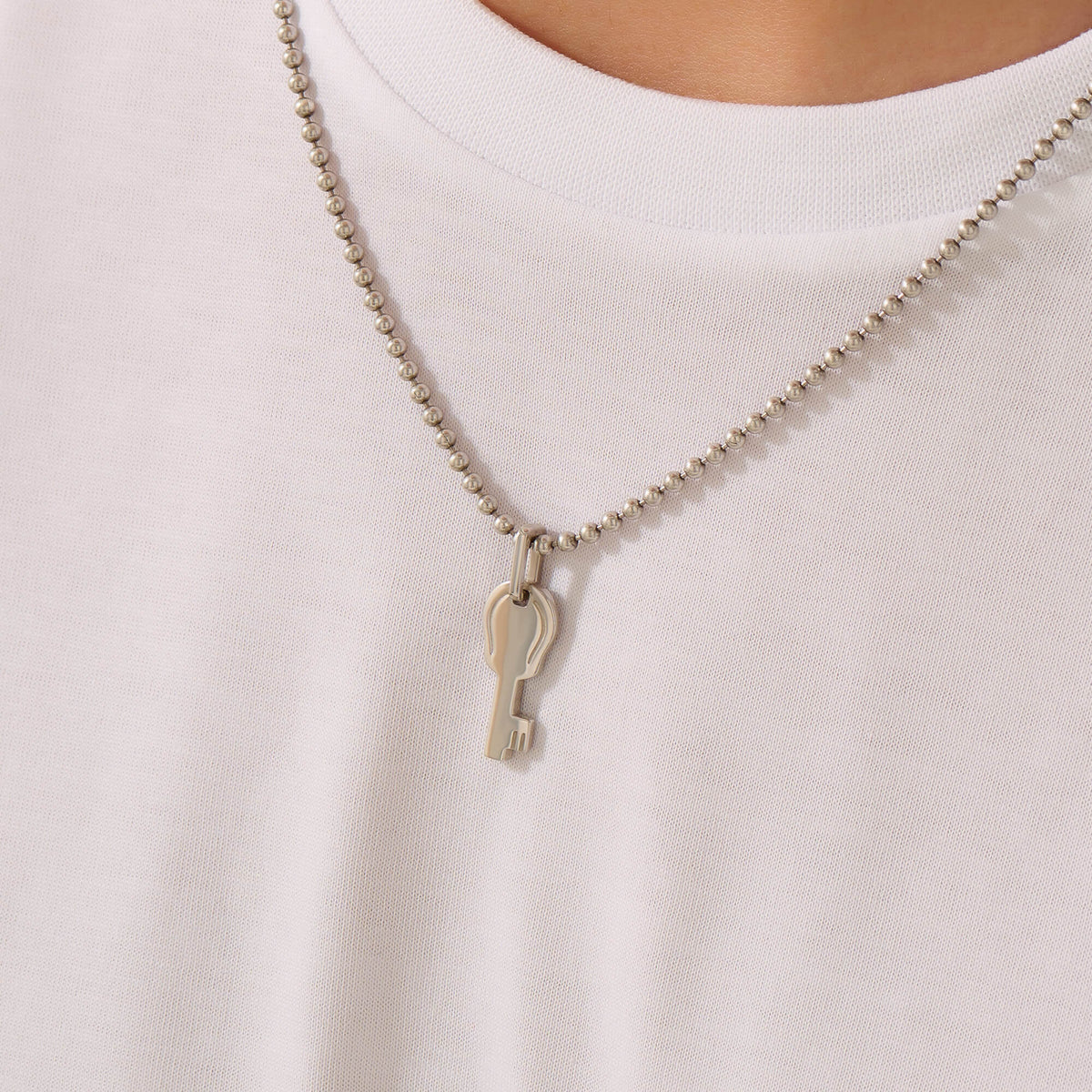 Men's Solid Silver Key Pendant