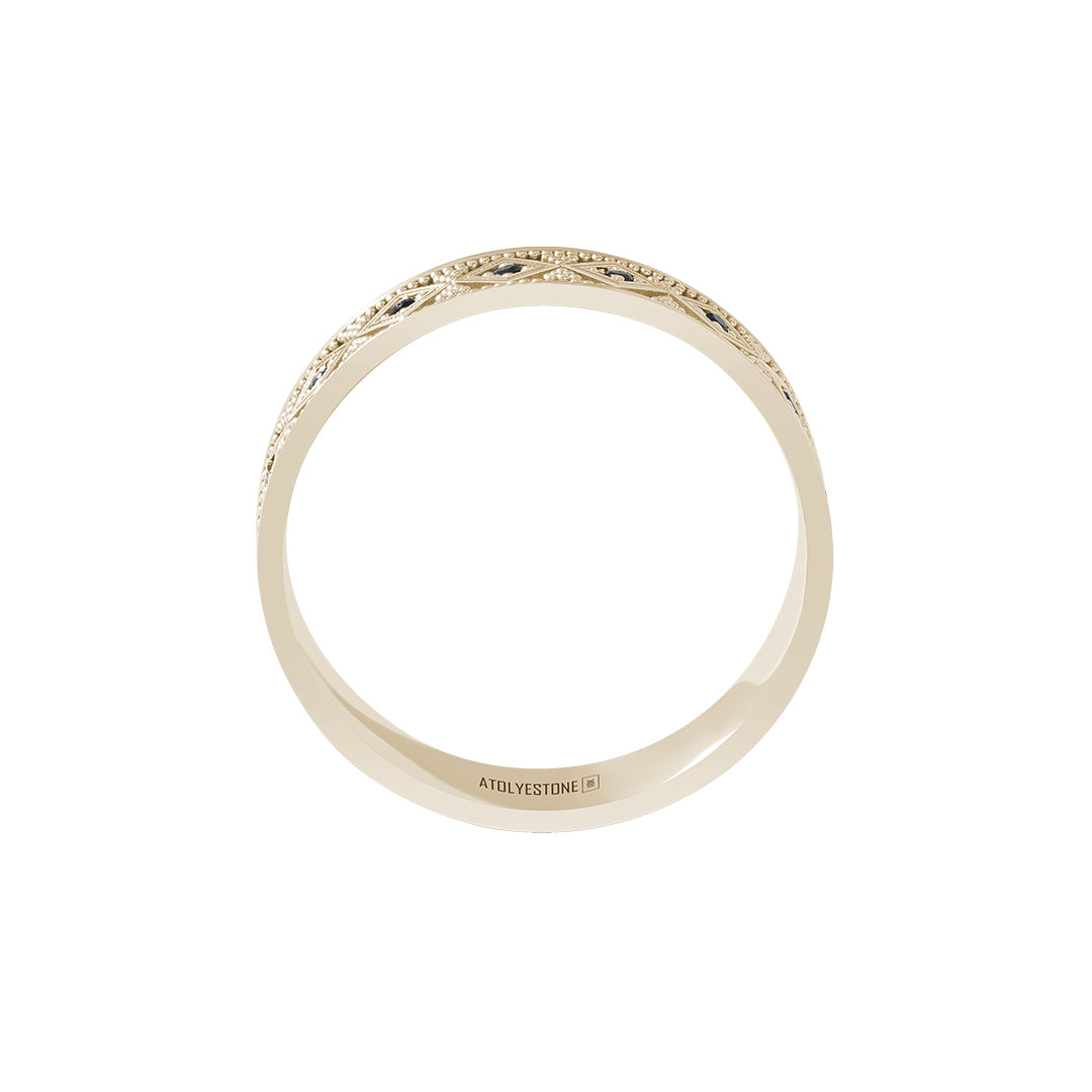 Lattice Pattern Paved Real Gold Band Ring