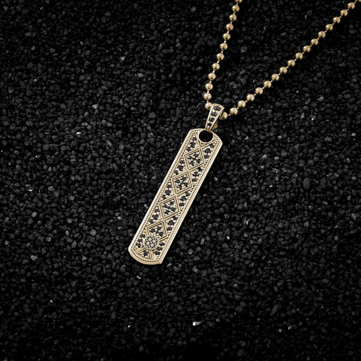 Yellow Solid Gold Lattice Samurai Pendant