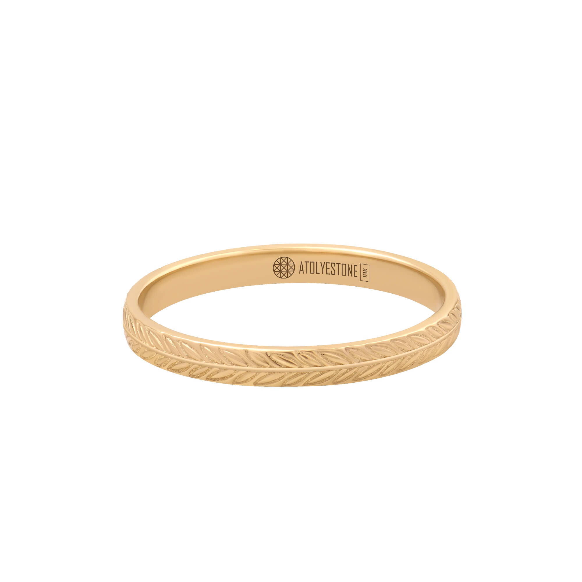 Laurel Wreath Band Ring in Solid Yellow Gold