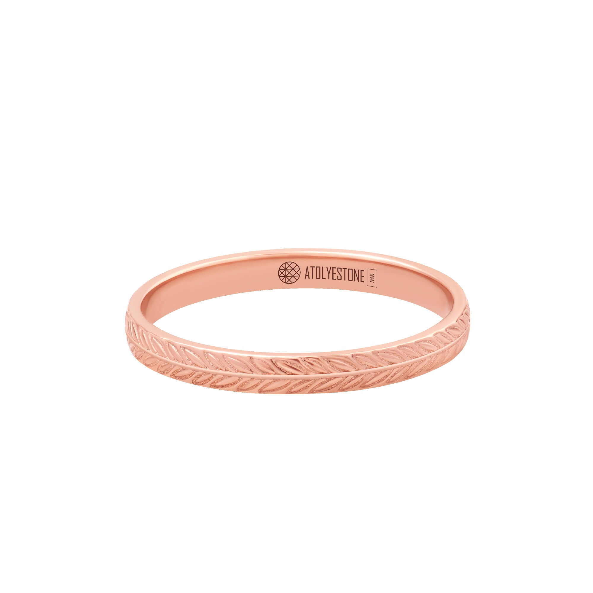Laurel Wreath Band Ring in Solid Rose Gold