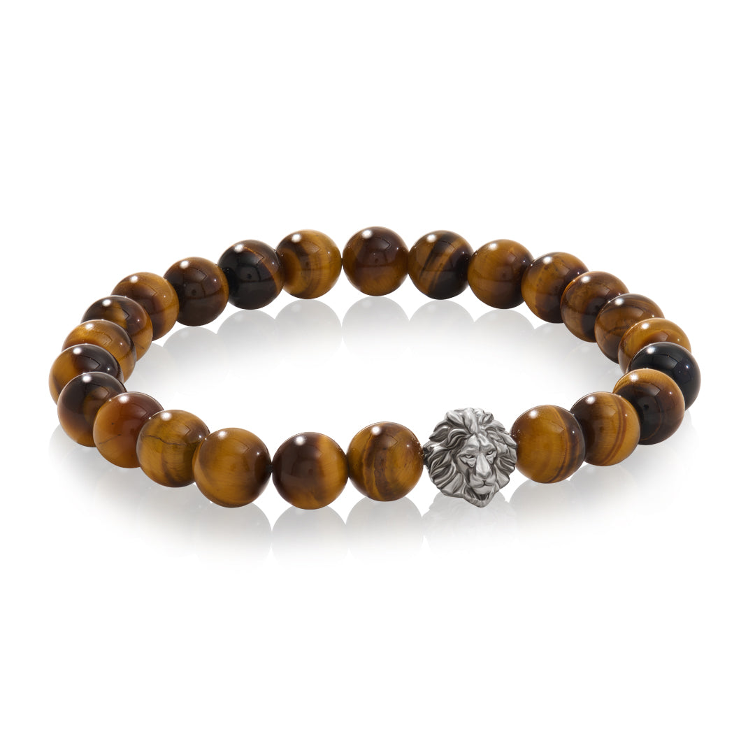 Leo Beaded Bracelets - Oxidised Silver - Tiger Eye