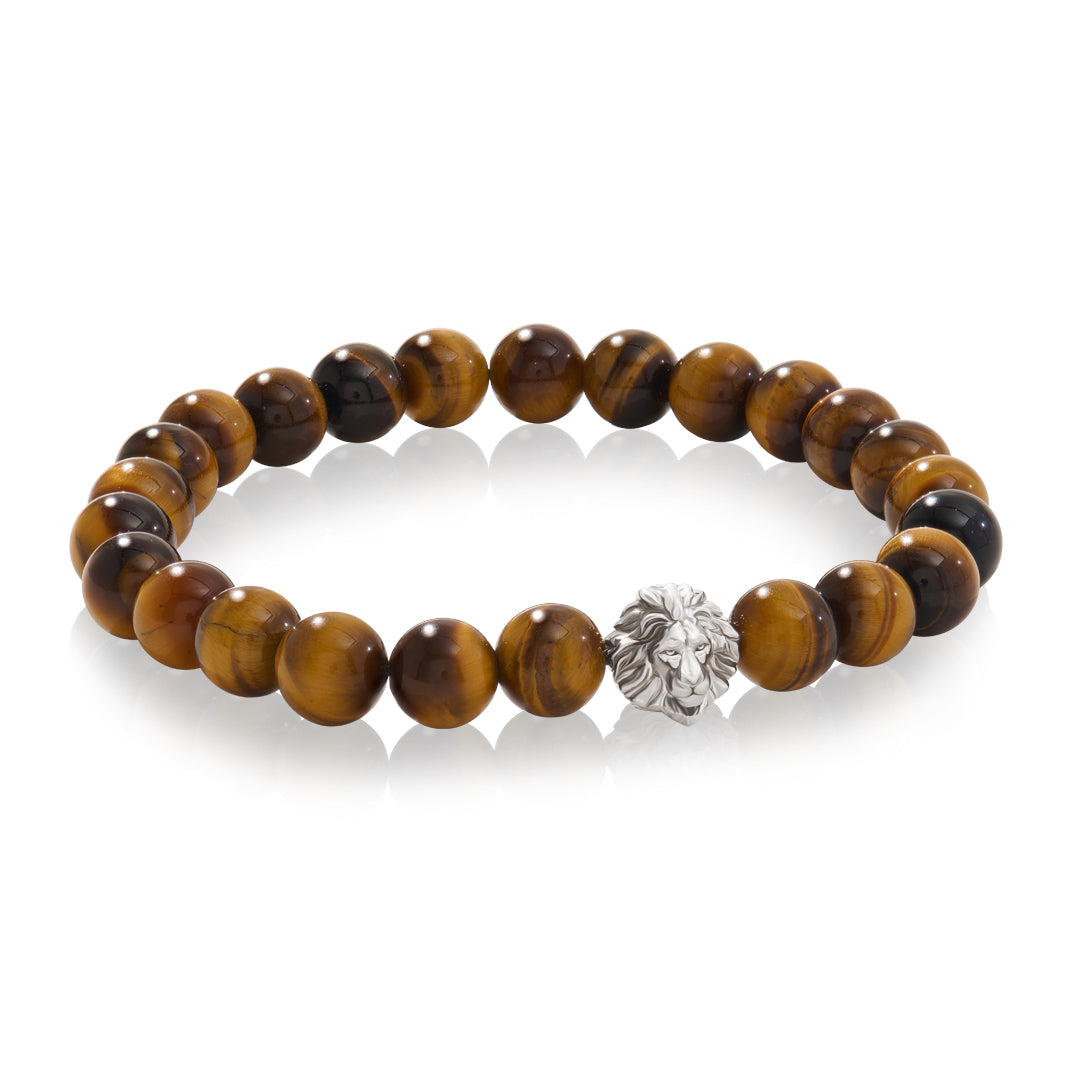 Leo Beaded Bracelets - Silver - Tiger Eye