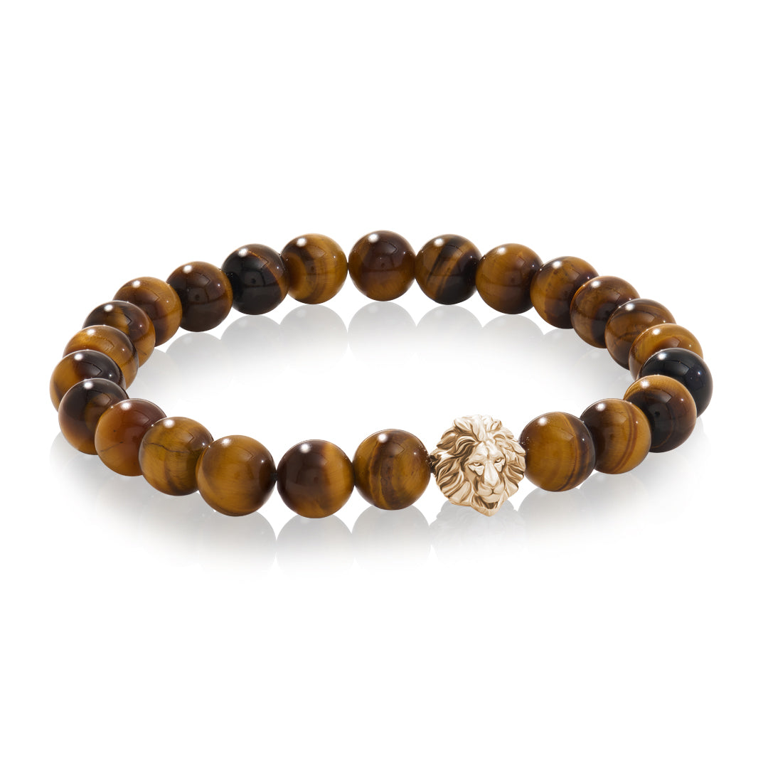 Leo Beaded Bracelets - Yellow Gold - Tiger Eye