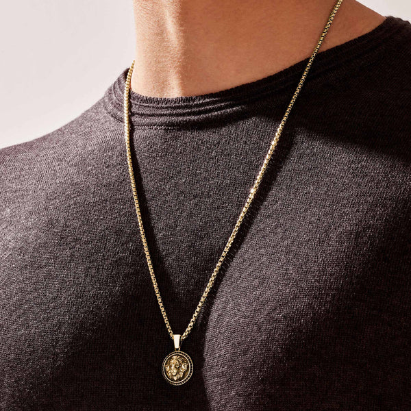 Men's Leo Design Necklace in Solid Gold