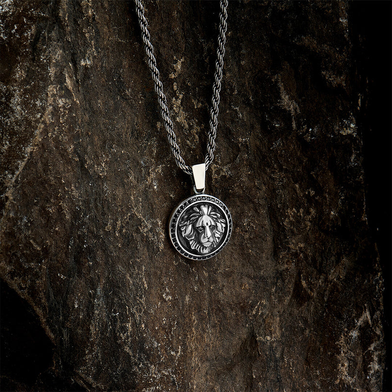 Men's 925 Sterling Silver Lion Head Necklace