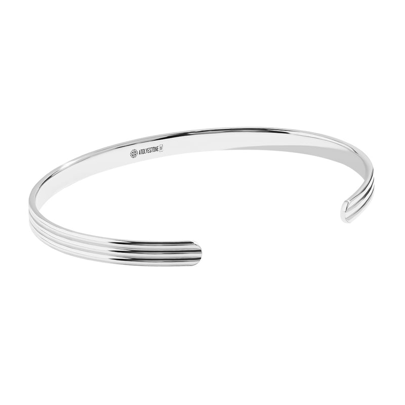 5.40mm Real Gold Lined Cuff Bracelet - White Gold