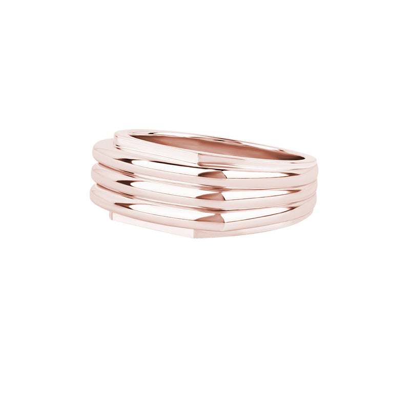 Men's Solid Rose Gold Lined Signet Ring