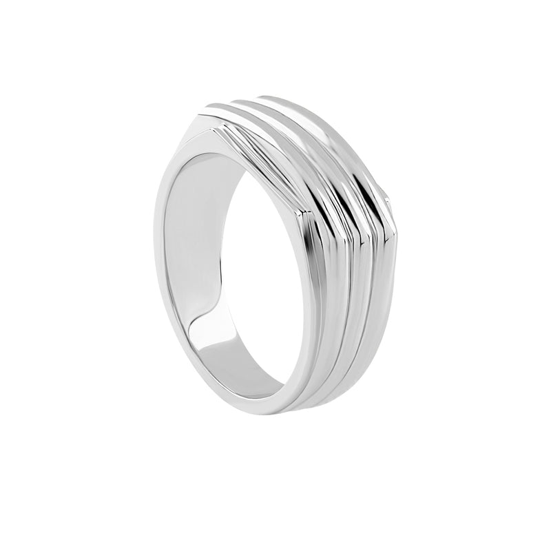 925 Solid Silver Lined Signet Ring for Men