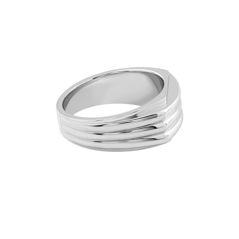 Men's 925 Solid Silver Modern Line Signet Ring