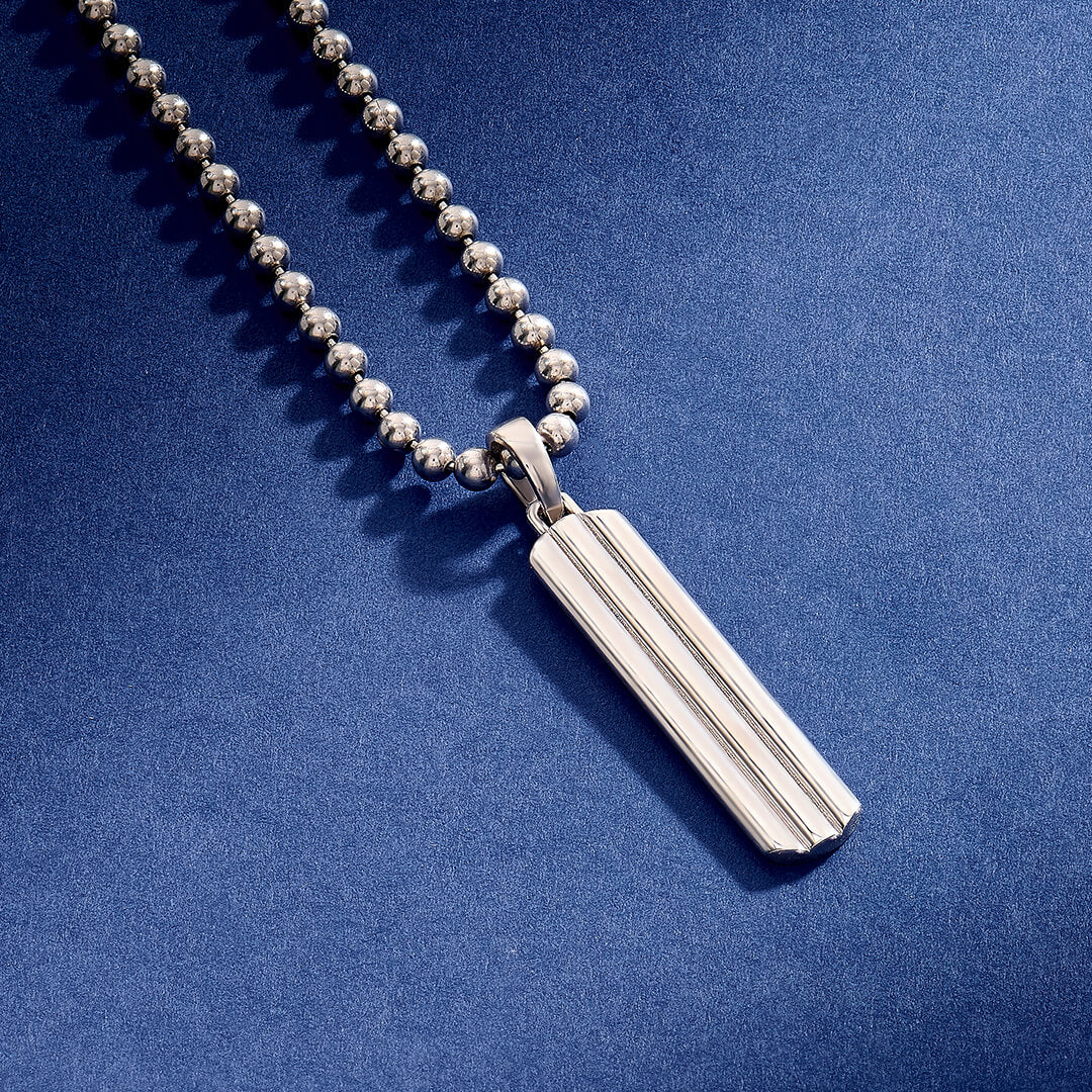 Men's Lined Tag Necklace in Solid Gold