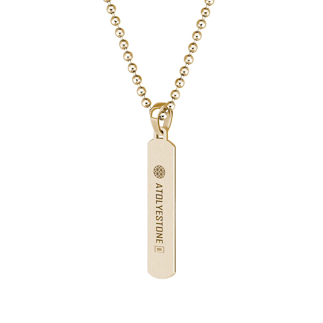 Men's Solid Gold Tag Pendant with Lines