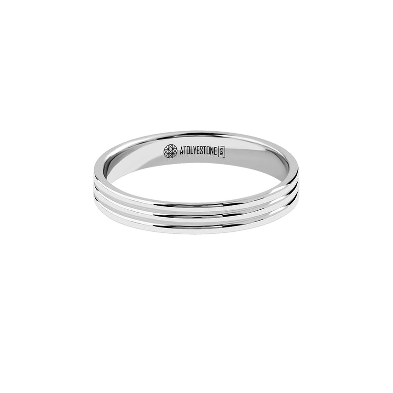 Men's Silver 3.70mm Lined Wedding Band