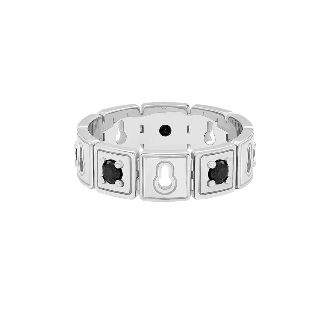 Lock Band Ring in 925 Sterling Silver - Cubic Zirconia