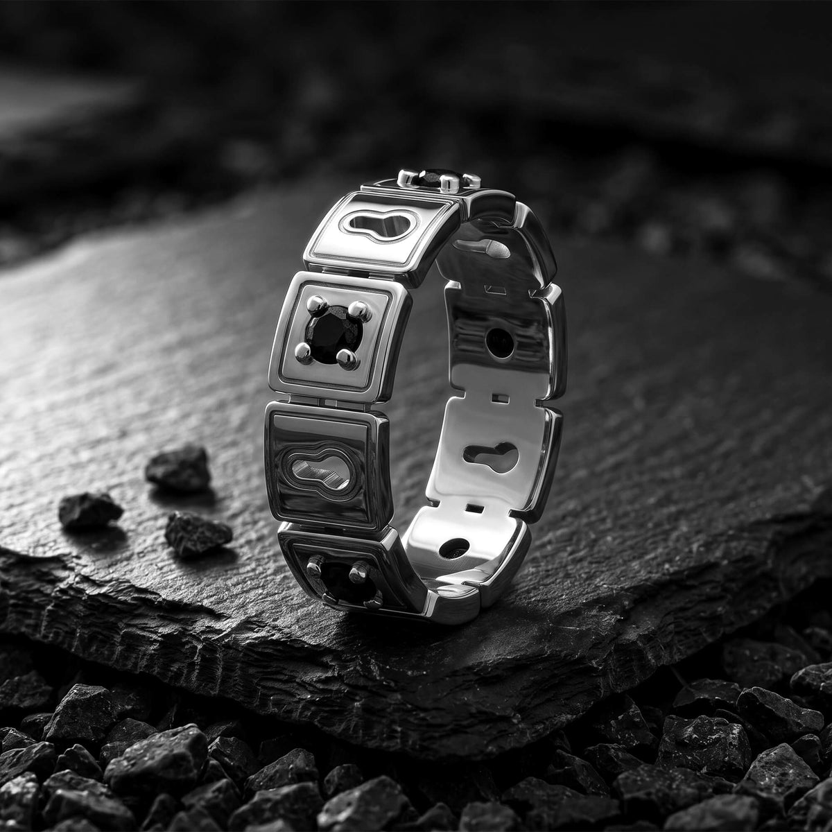 925 Solid Silver Lock Band Ring
