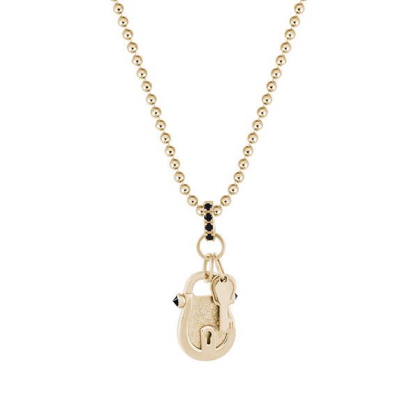 Lock and Key Pendant in Solid Yellow Gold