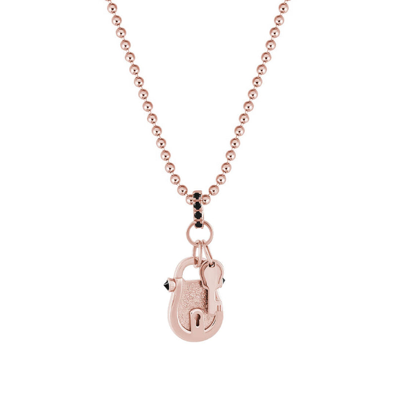 Lock and Key Pendant in Solid Rose Gold