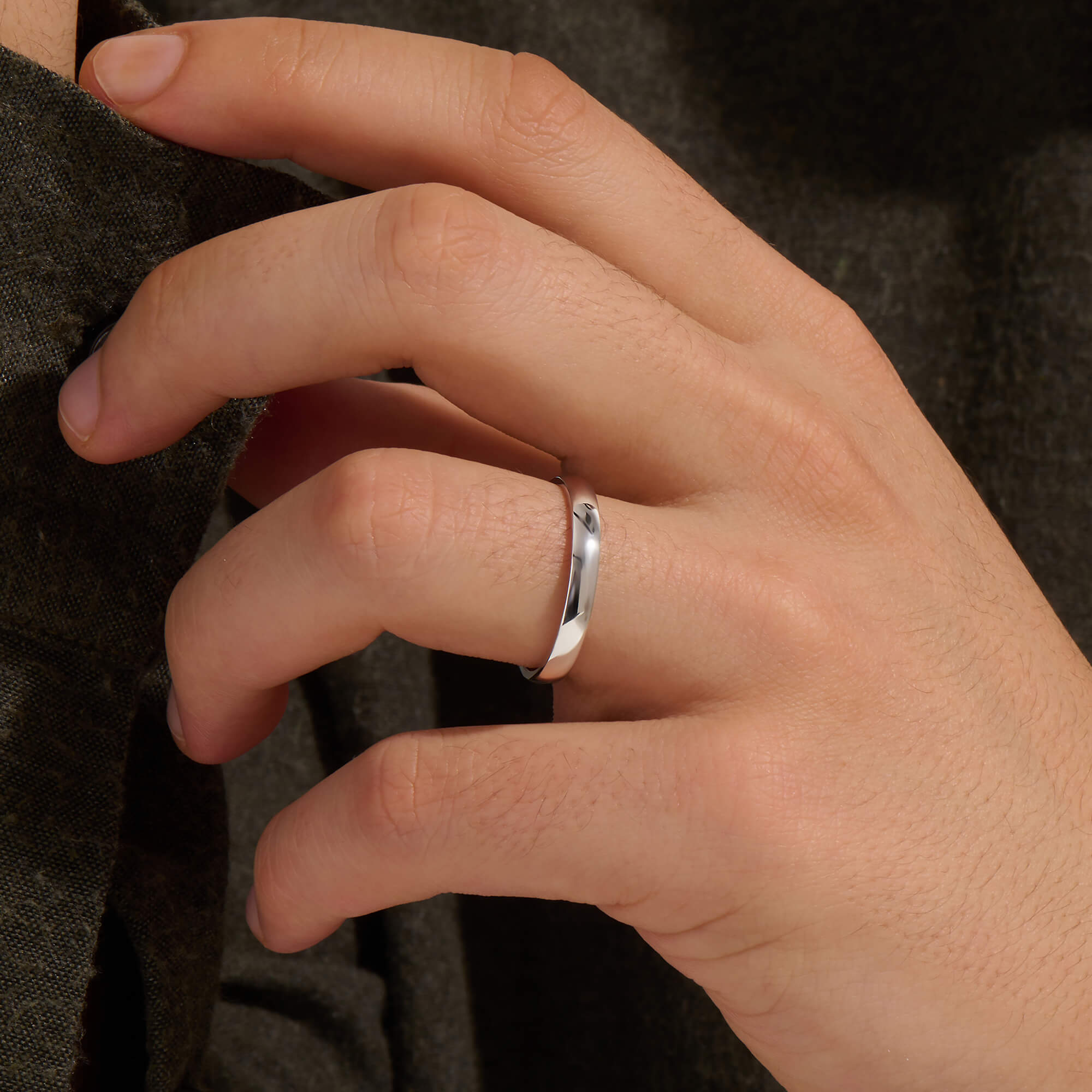 Solid 925 Sterling Silver Classic Domed Band Ring for Men