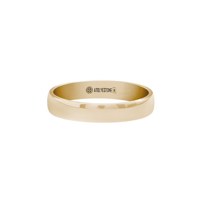 Men's Solid Yellow Gold Low Dome Wedding Band Ring - 4mm