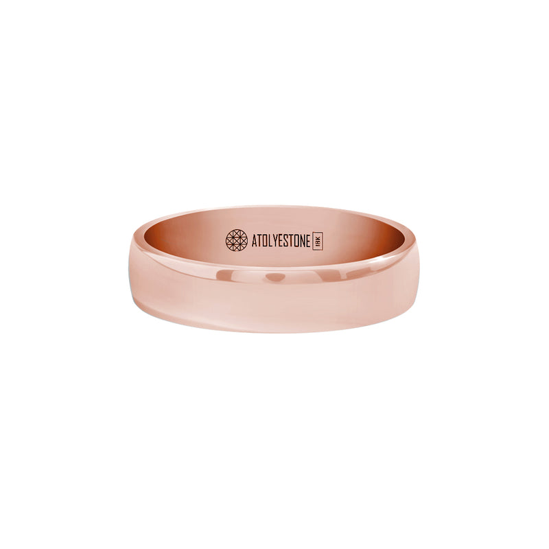 Men's Solid Rose Gold Low Dome Wedding Band Ring - 5mm