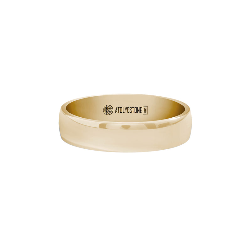 Men's Solid Yellow Gold Low Dome Wedding Band Ring - 5mm