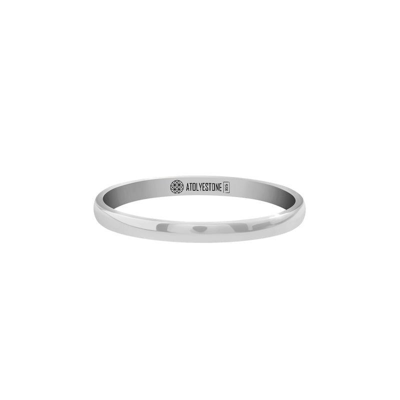 Men's 925 Sterling Silver Low Dome Band Ring - 2mm