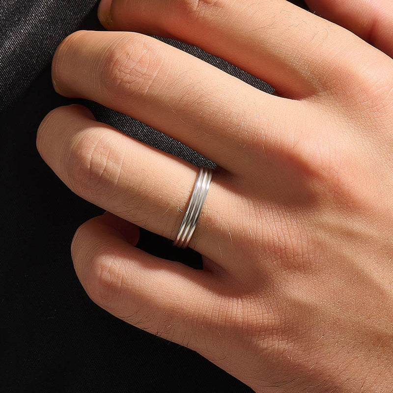 Men's 925 SterilngSilver Lined Band Ring