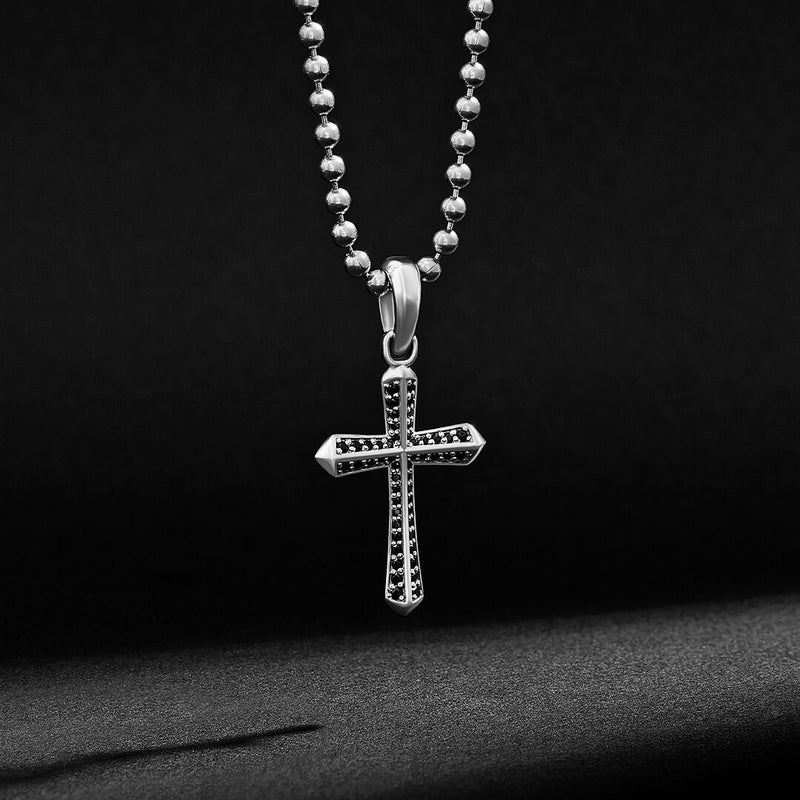 Men's Paved Cross Pendant in 925 Sterling Silver