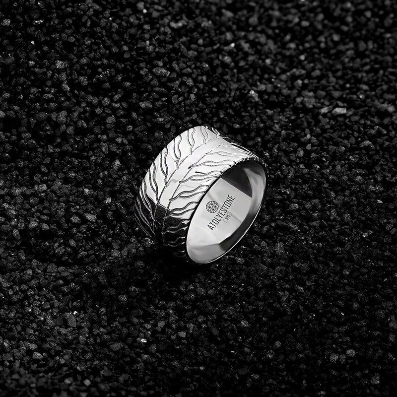 Men's Premium Tire Tread Ring in 925 Sterling Silver