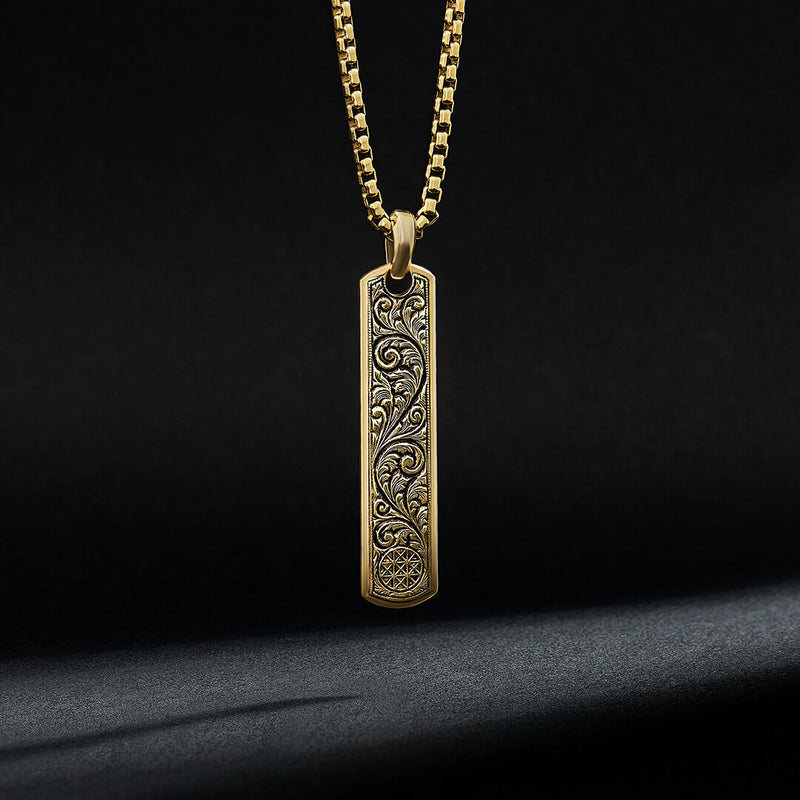 Men's Classic Samurai Tag Necklace in Solid Gold