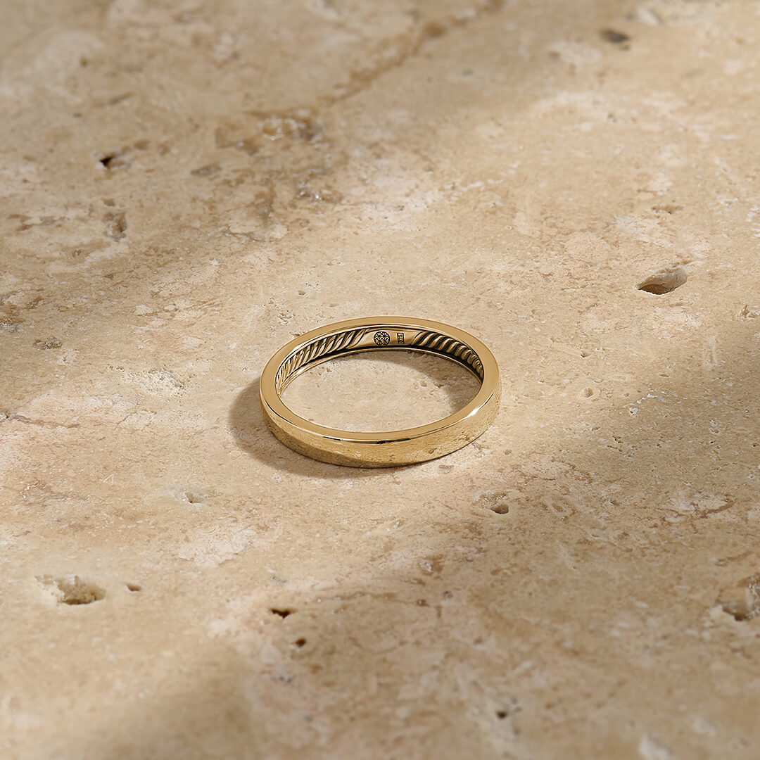 Men's Real Gold Inner Rope Band Ring - Atolyestone