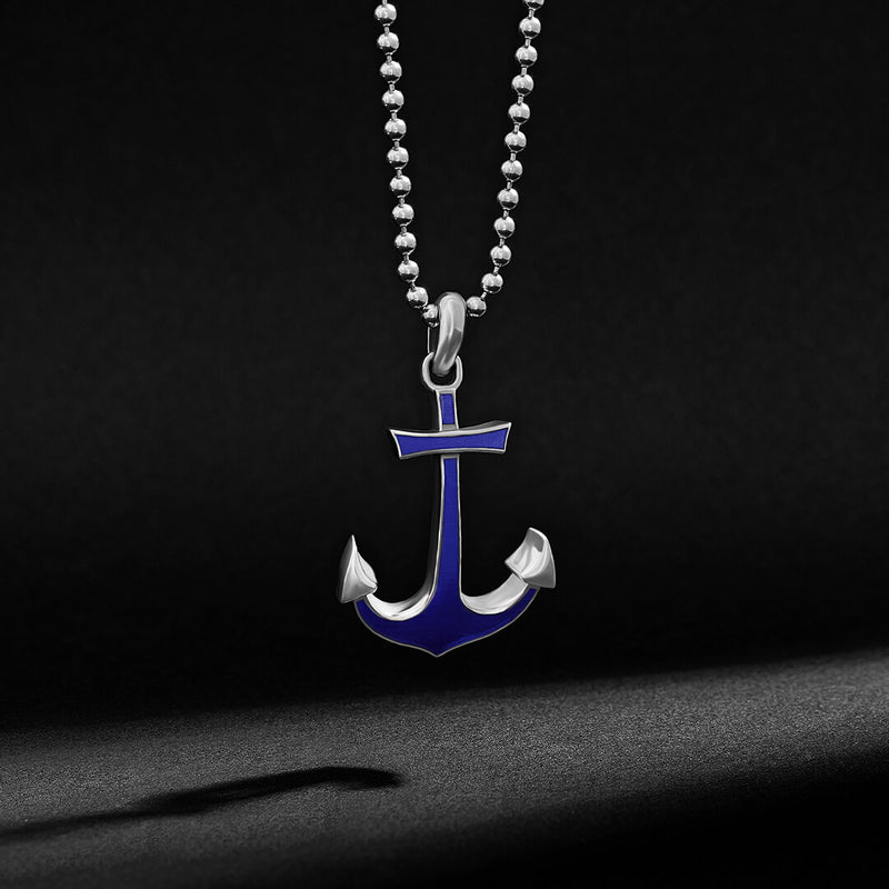 Men's Ocean Anchor Pendant in Silver