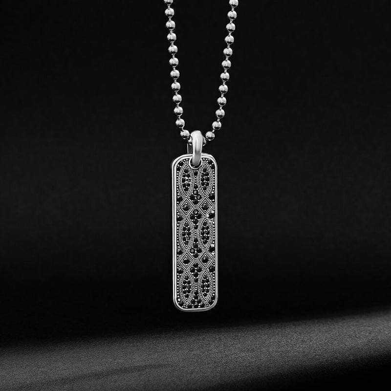 Men's Streamline Paved Pendant in 925 Sterling Silver