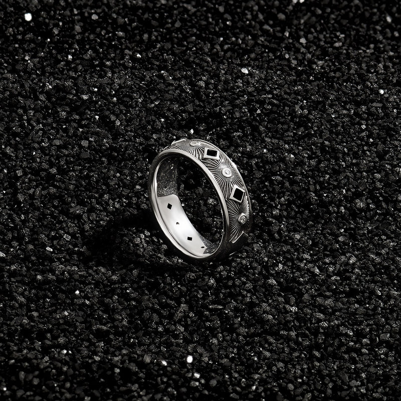 Men's Sunbeam Band Ring in Silver