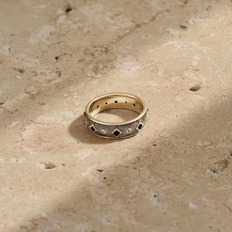 Men's Sunbeam Band Ring in Solid Gold