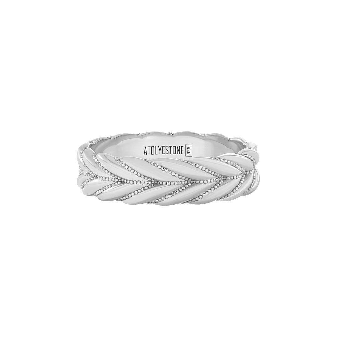 Milgrain Braided Band Ring in 925 Sterling Silver
