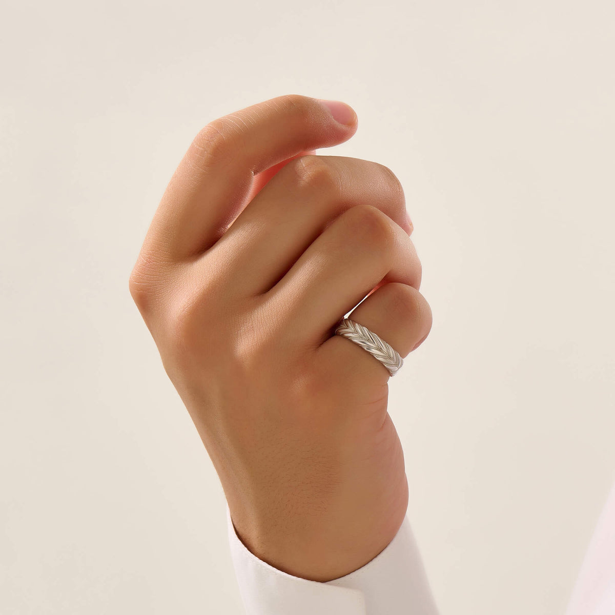 Men's Solid Silver Milgrain Braided Band Ring