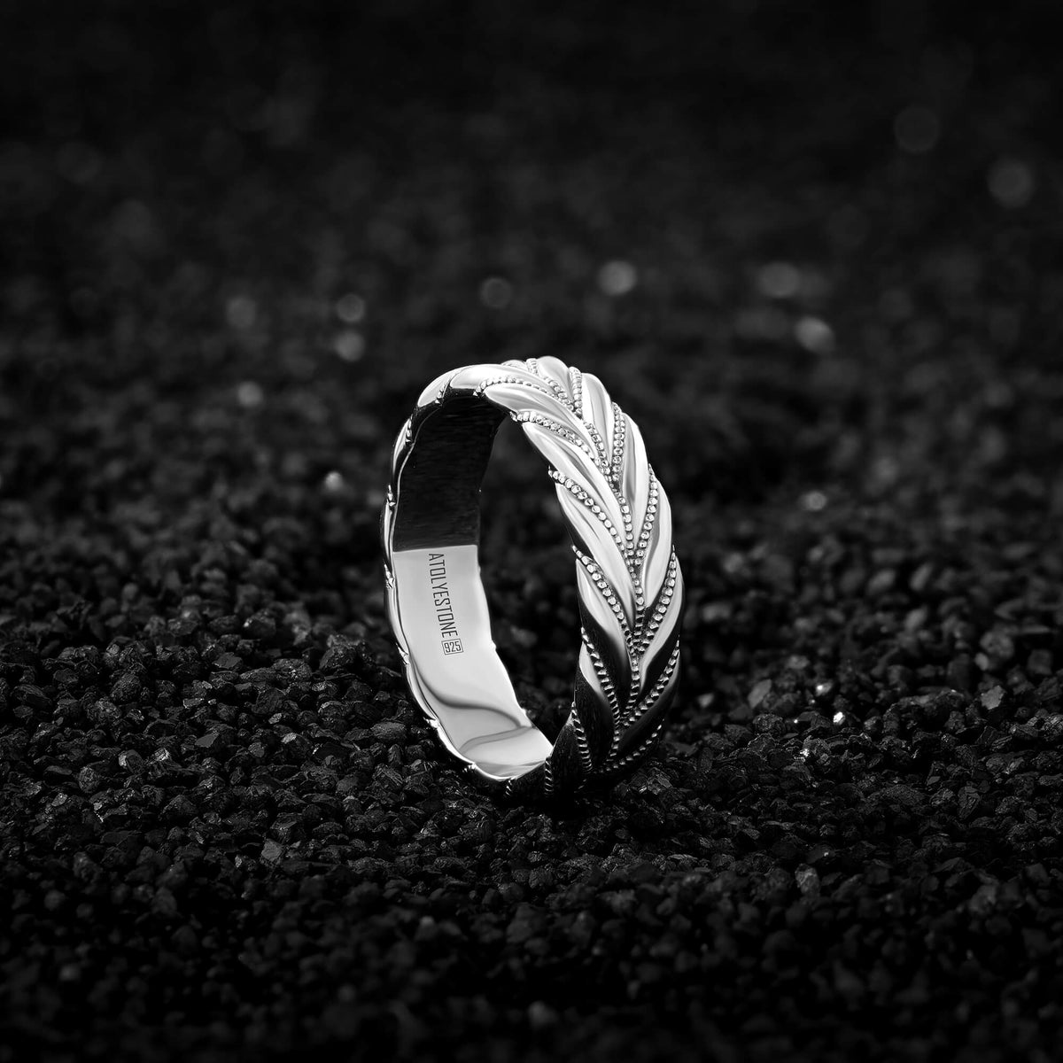 Milgrain Silver Braided Band Ring