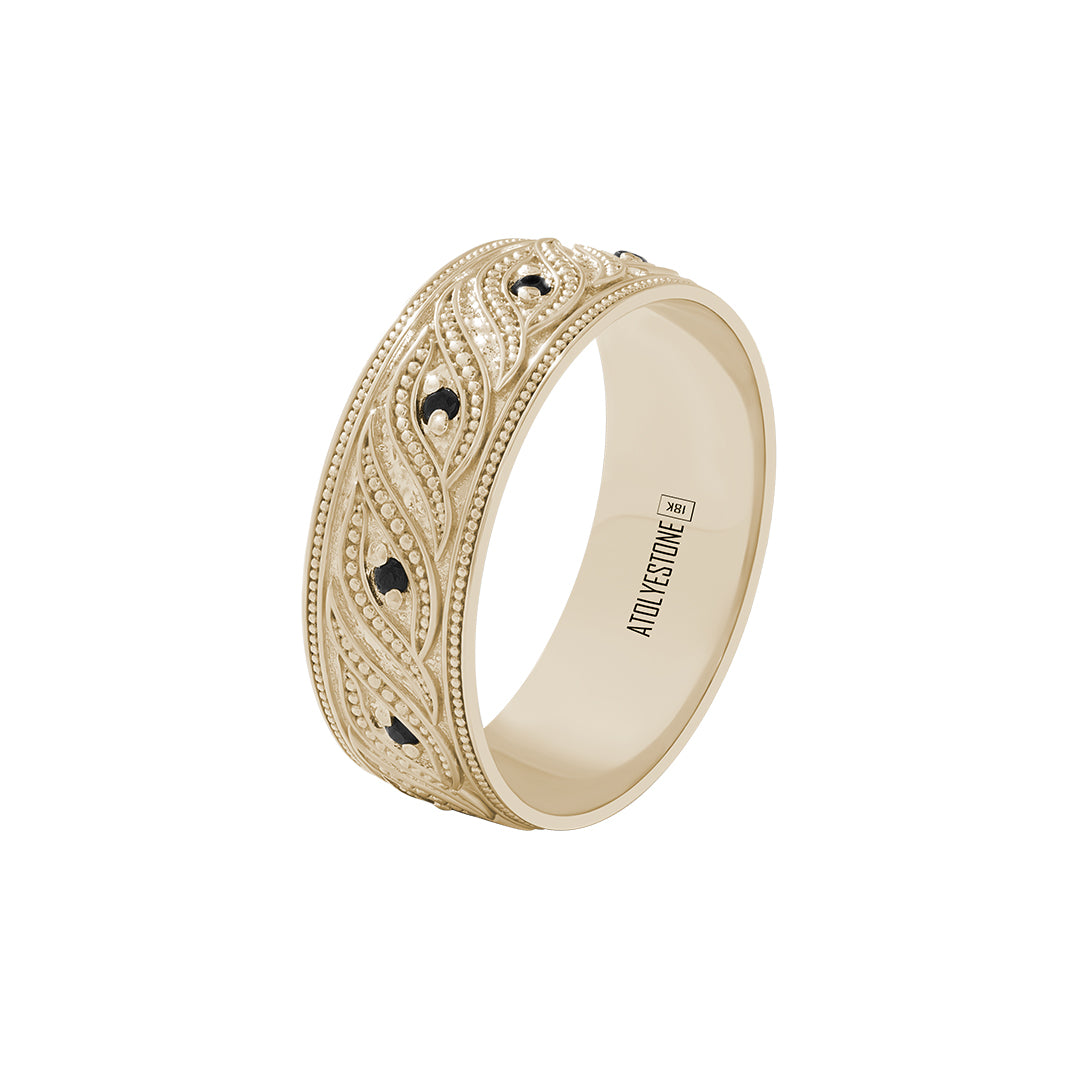 Solid Gold Milgrain Helix Band Ring