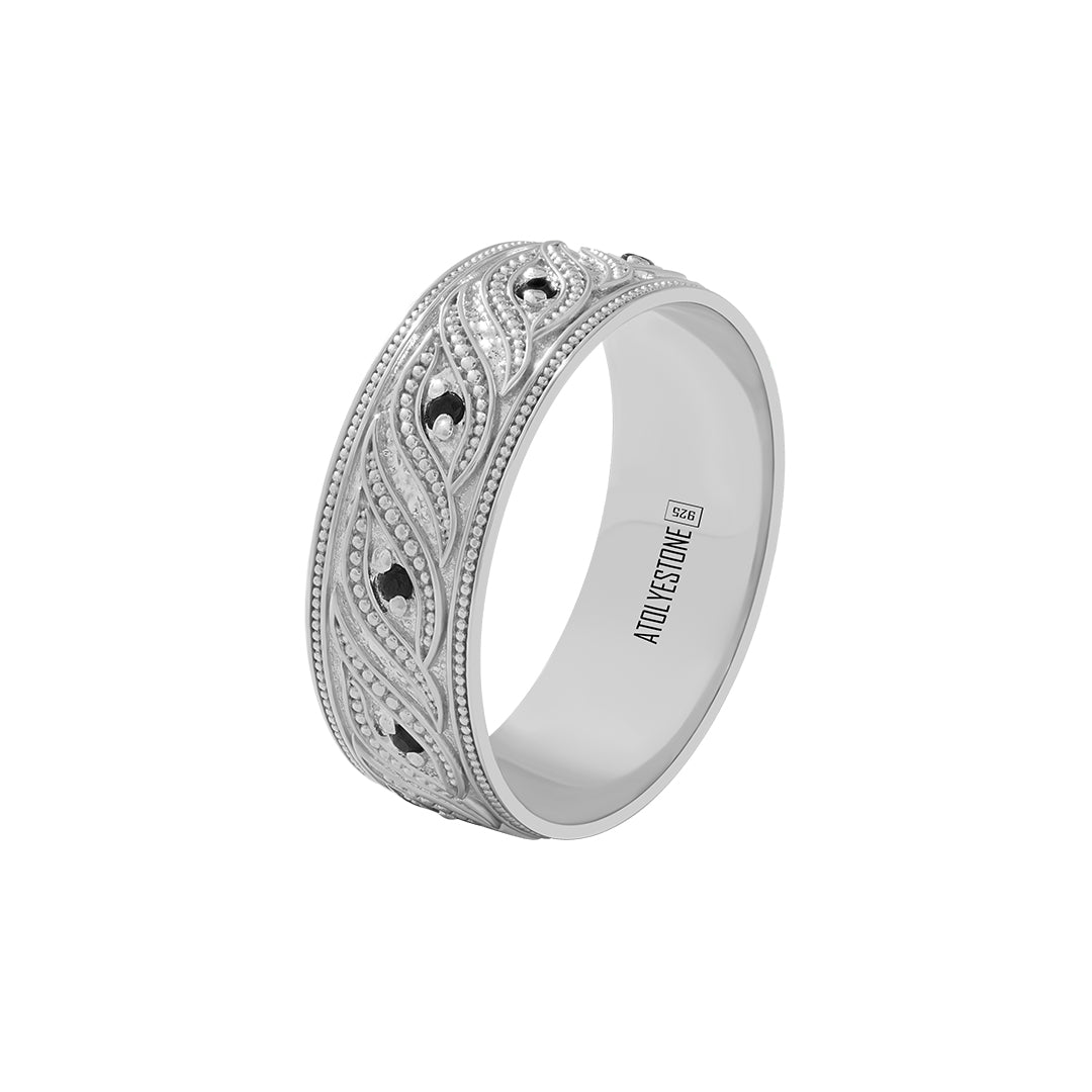 Silver Milgrain Helix Band