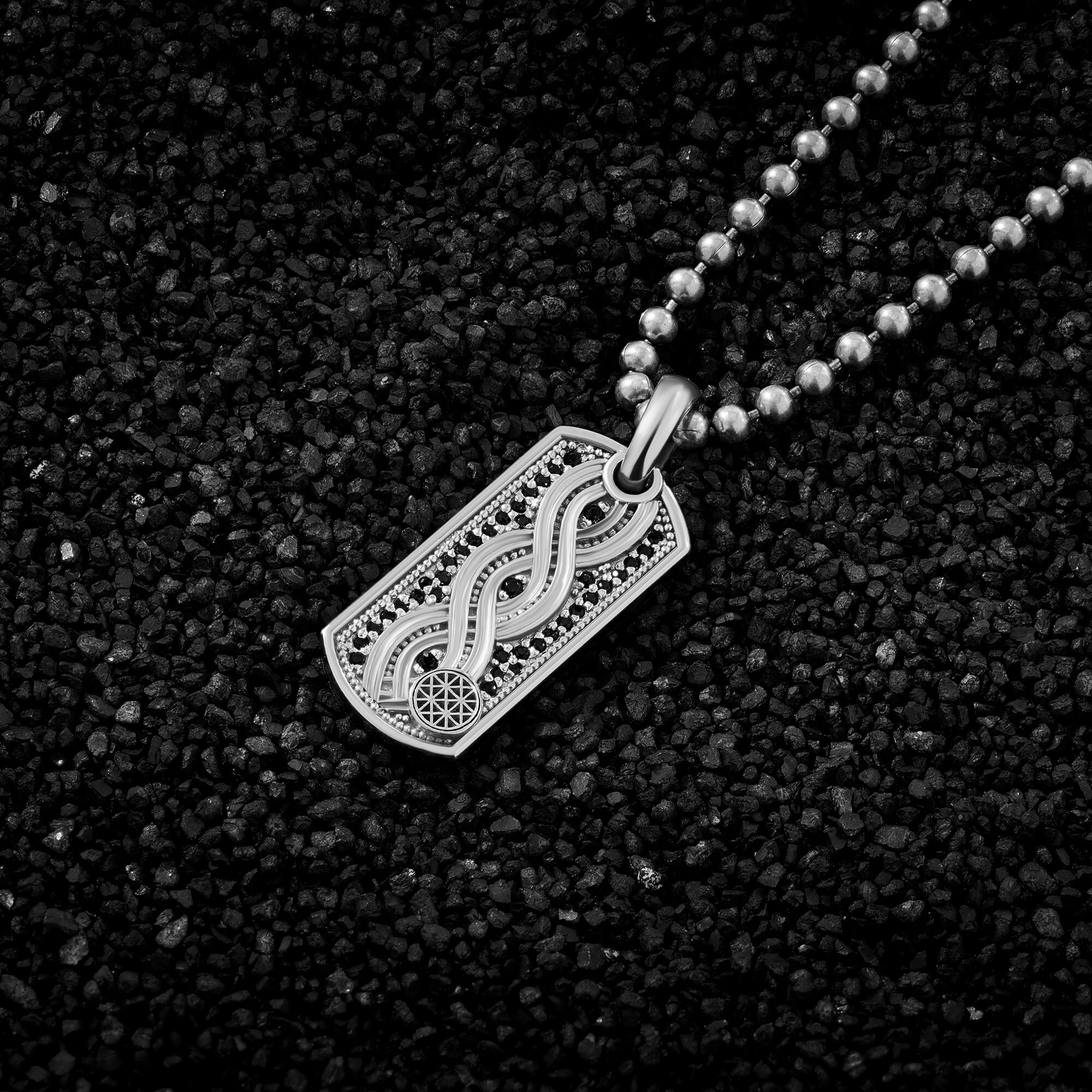 Sterling Silver Milgrain Pettern Helix Tag Pendant