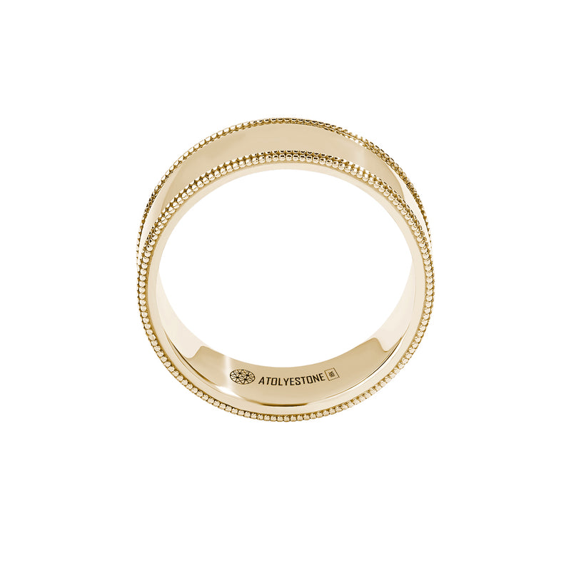 Men's Milgrain Edge Band in Solid Gold