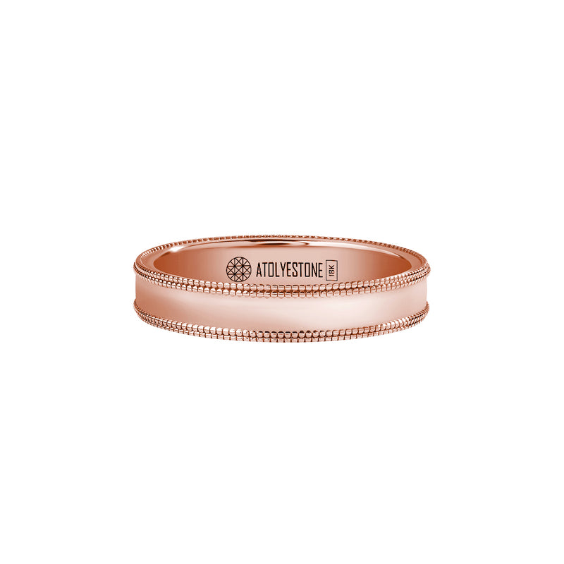 Men's Solid Rose Gold Milgrain Wedding Band - 4mm