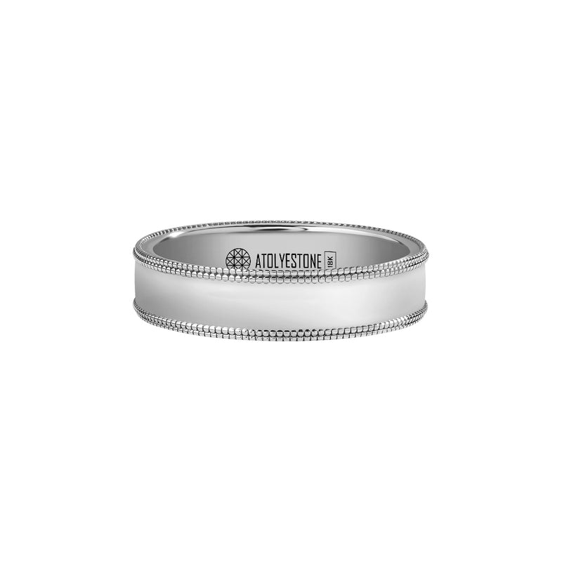 Men's Solid White Gold Milgrain Wedding Band - 5mm