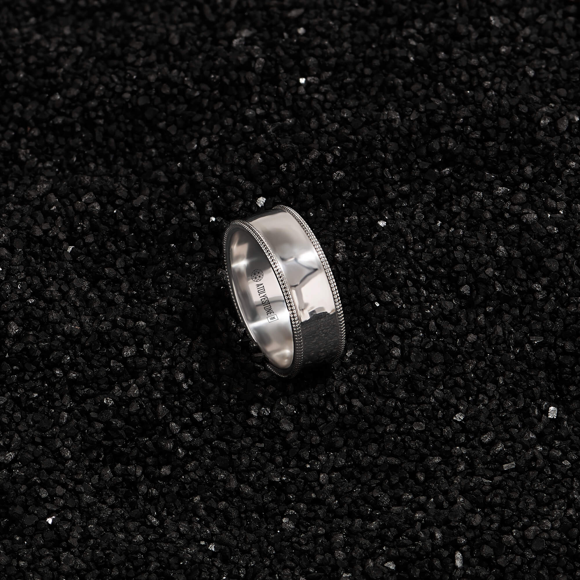  Solid Gold High Polished Milgrain Wedding Band