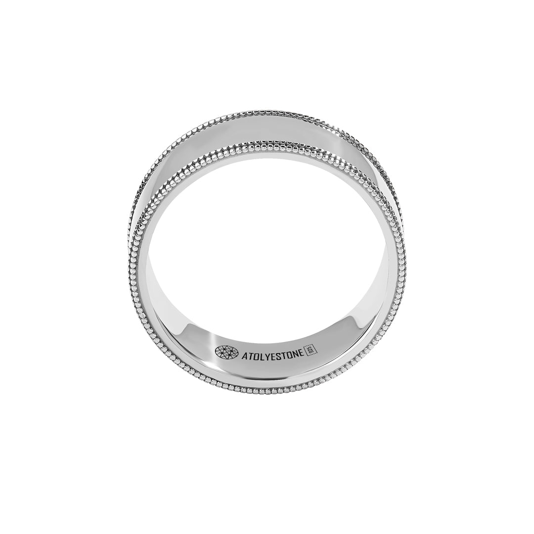 925 Sterling Silver Milgrain Wedding Band for Men - Atolyestone